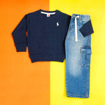 Load image into Gallery viewer, Navy Cargo Denim Set