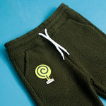Load image into Gallery viewer, Olive Sherpa Tracksuit trousers waist and pocket close-up