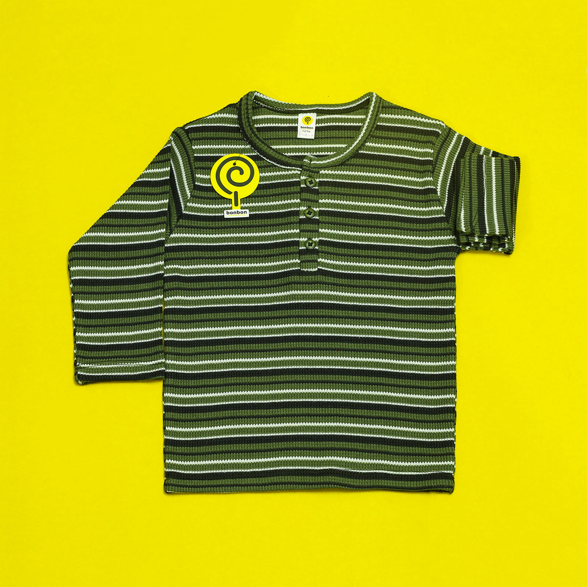 Moss green striped waffle knit pj's