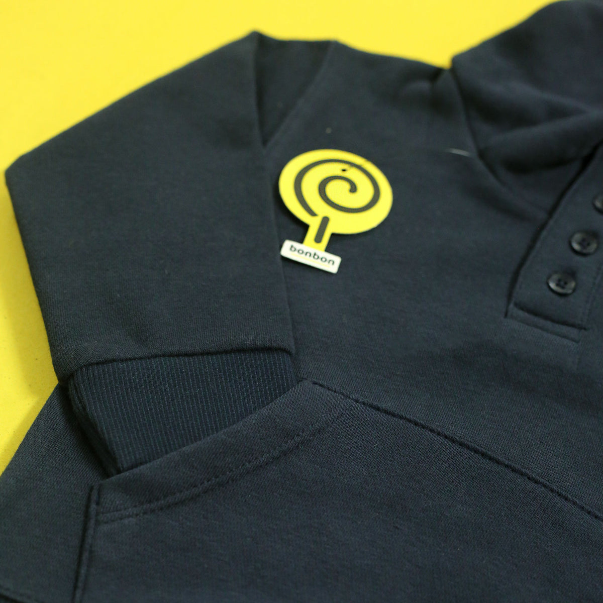 Navy placket hoodie