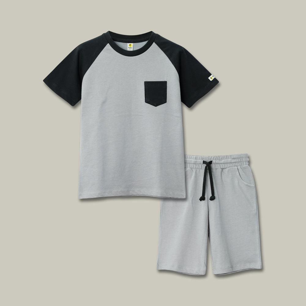 Silver & black raglan set