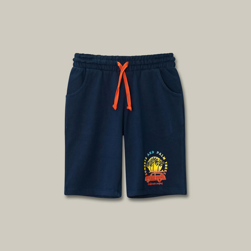 Sunsets and palm trees navy shorts
