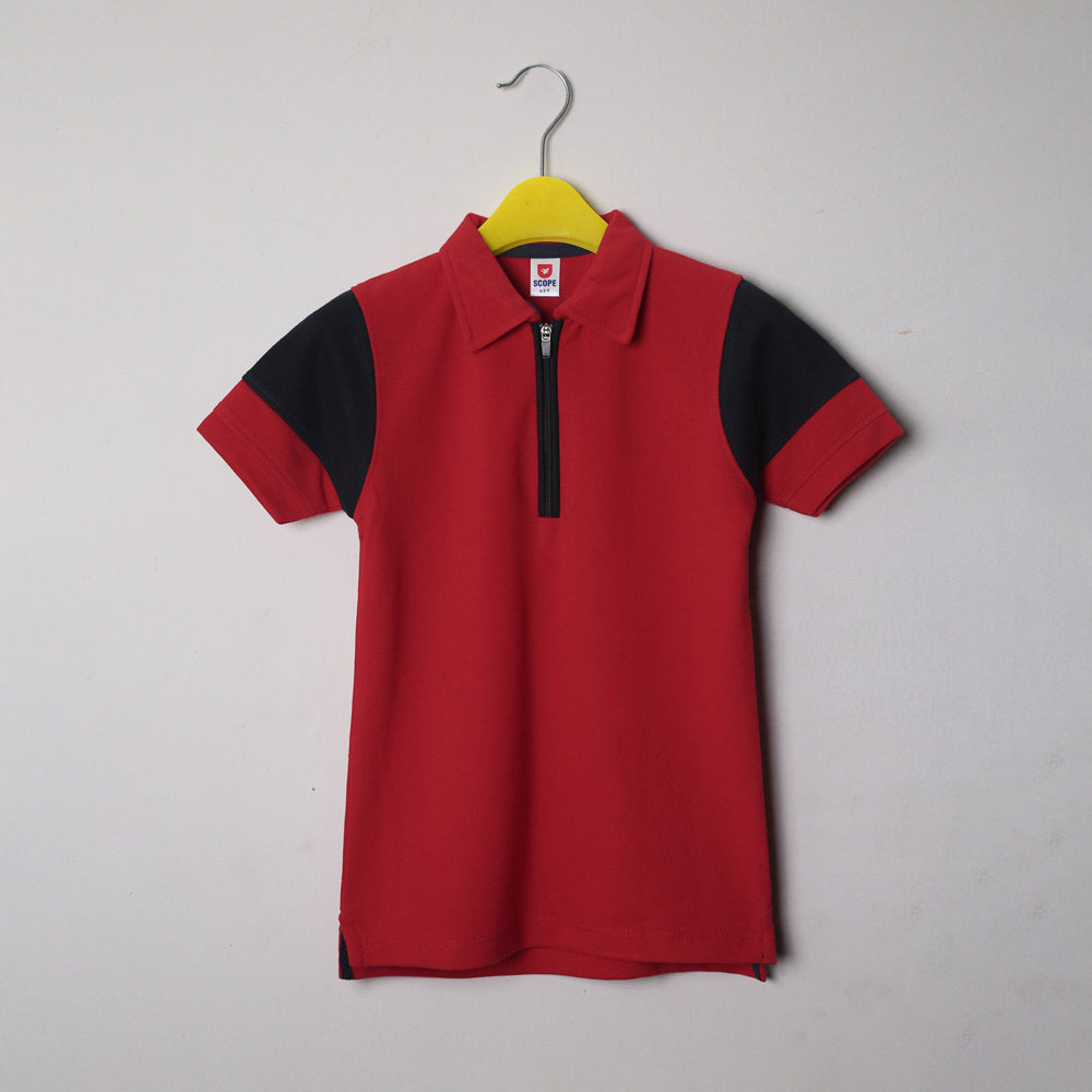 Red zipper polo