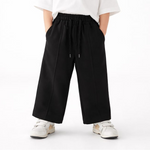 Load image into Gallery viewer, Black Wide-Leg Front Stitch Trouser