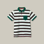 Load image into Gallery viewer, White&Green Striped Polo Set