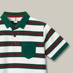 Load image into Gallery viewer, White&Green Striped Polo Set