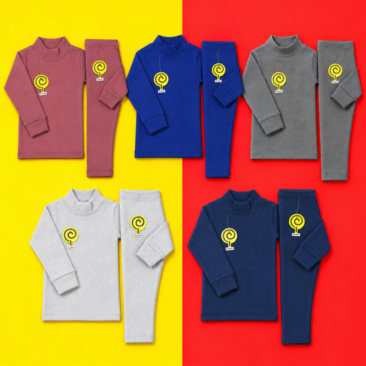 Explore pack of 5 thermals – five high neck tops with matching tights