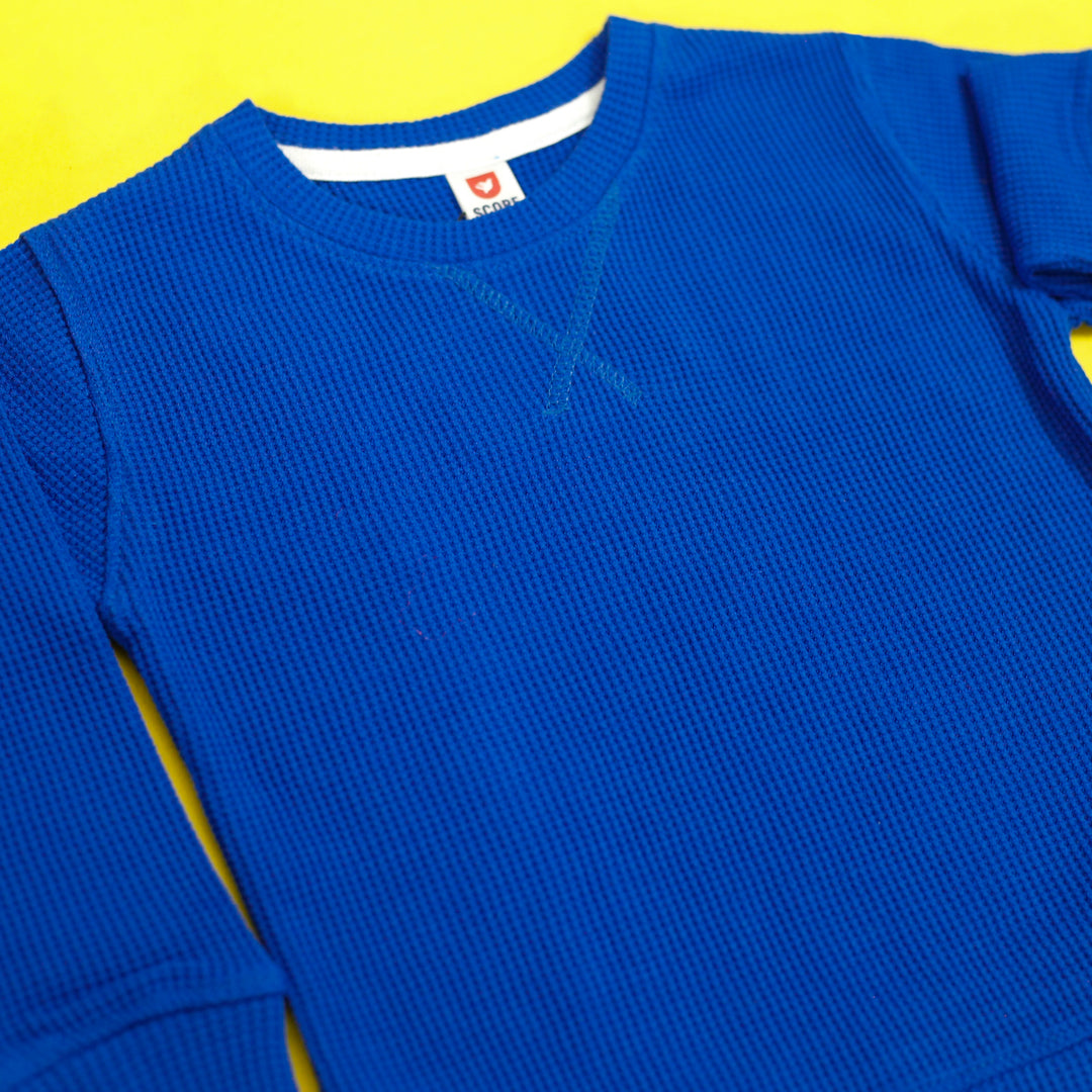 Royal Waffle-Knit Sweatshirt waffle texture close-up