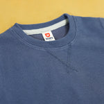 Load image into Gallery viewer, Smoke Blue Waffle-Knit Sweatshirt neckline close-up
