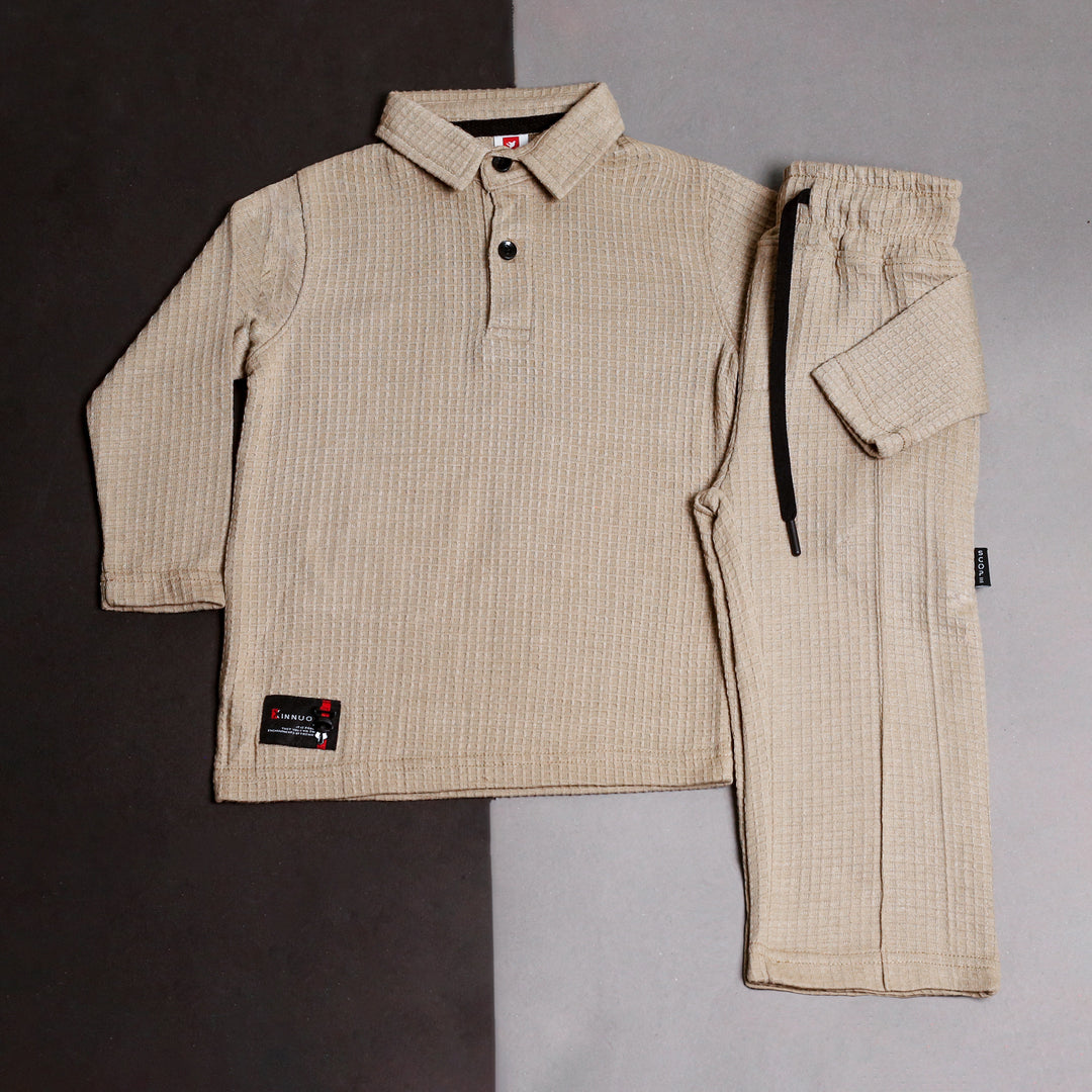 Skin Waffle Knit Polo Set