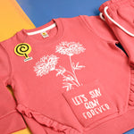 Load image into Gallery viewer, Glowy Pink Sweatshirt Set – flower print and pocket detail
