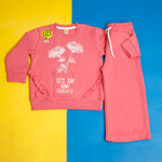 Load image into Gallery viewer, Glowy Pink Sweatshirt Set – pink sweatshirt with flower print and matching trousers
