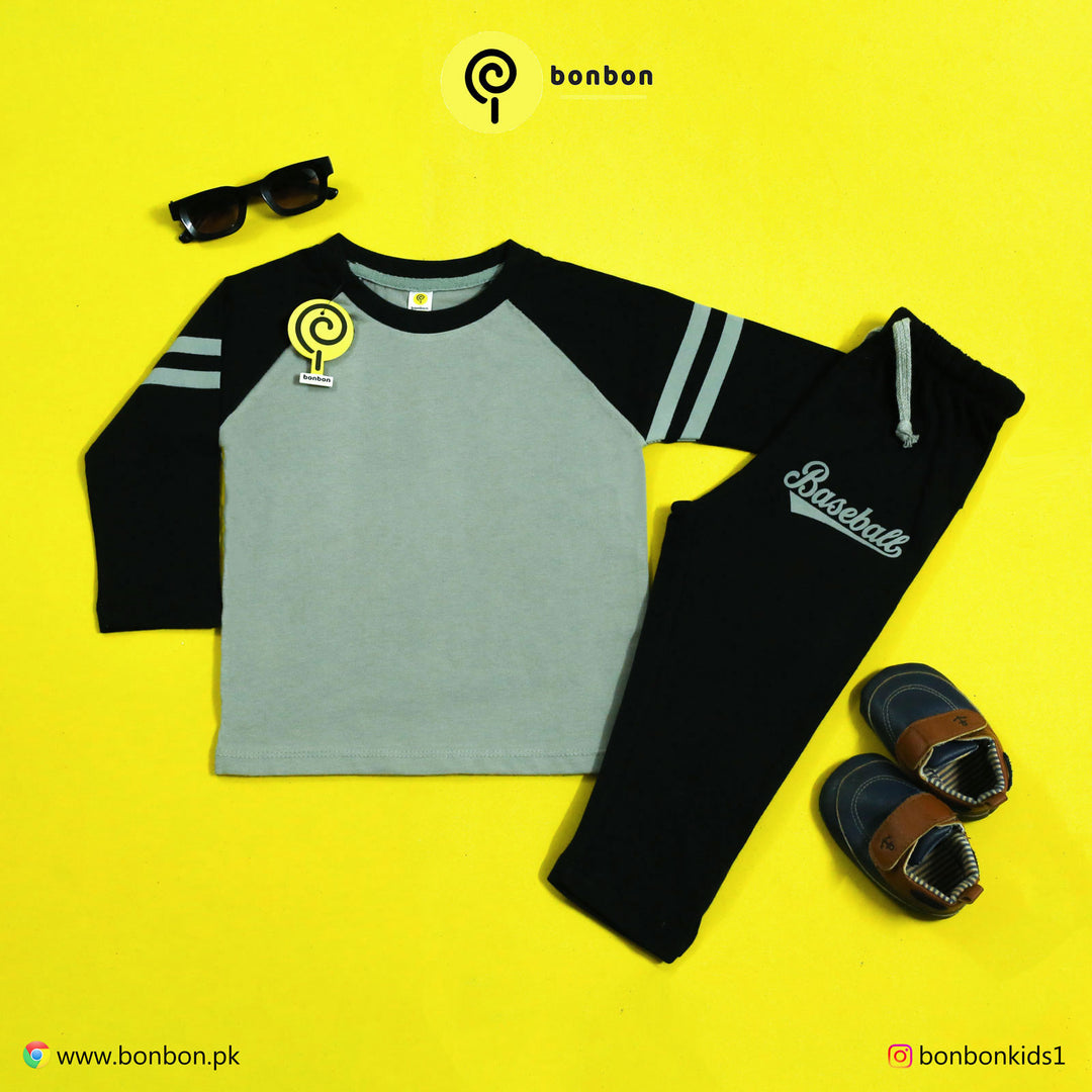 Baseball Grey&Black Raglan PJ's