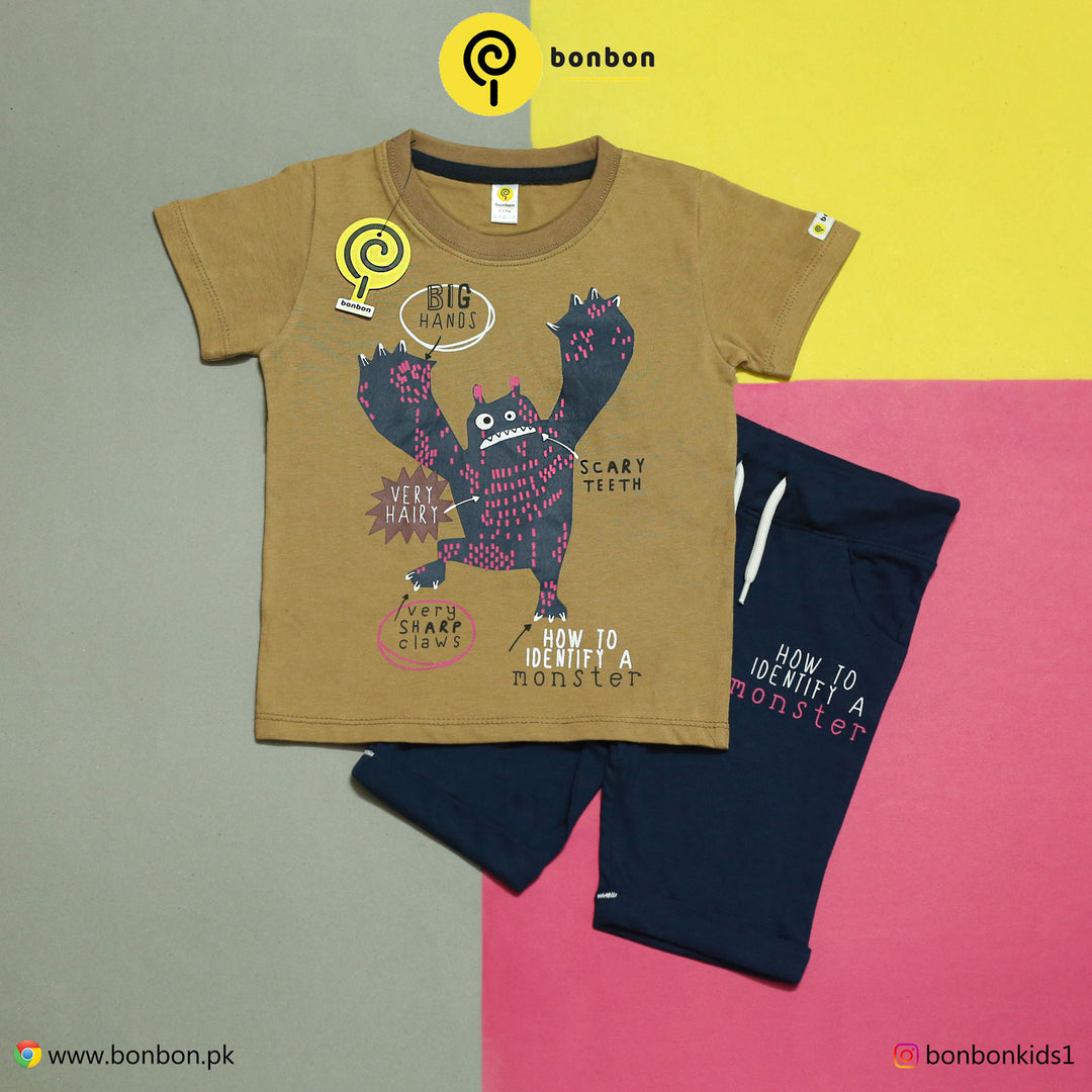 Monster Big Hands Brown & Navy Twinset