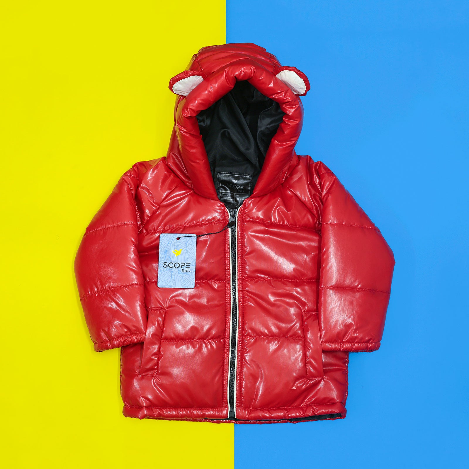 Red Gloss Full Sleeves Puffer Jacket