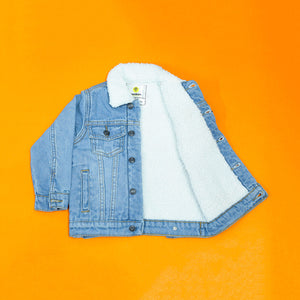 Light Blue Denim Jacket With Fur