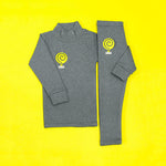 Load image into Gallery viewer, Dark Grey Melange Thermal – high-neck top and matching tights
