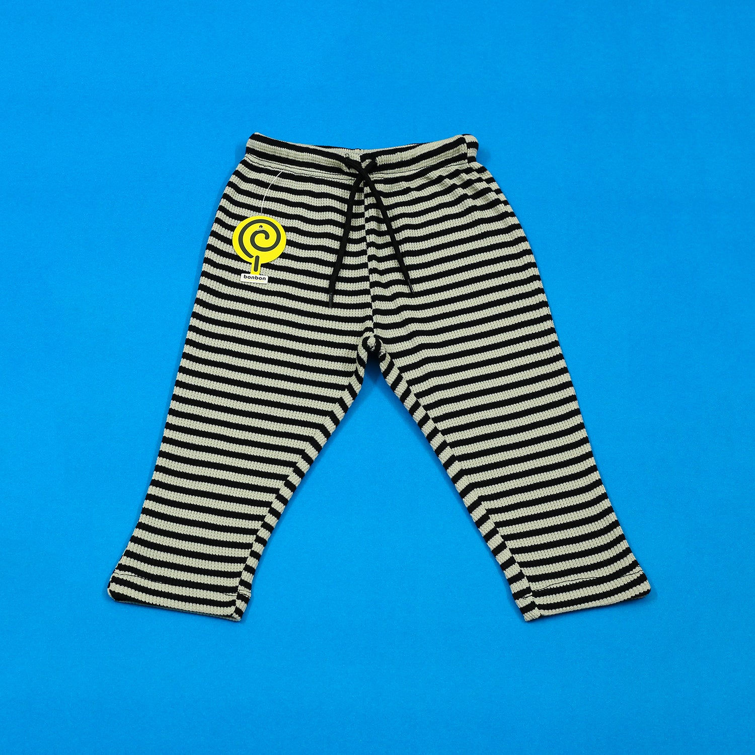 Black & White Waffle-knit Trousers