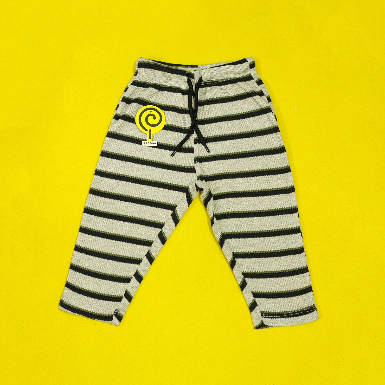 Grey & Black Waffle-Knit Trousers