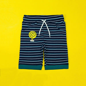 Navy Striped Waffle-knit Shorts