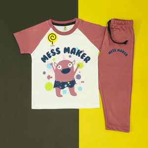 Mess Maker White & Pink PJ'S