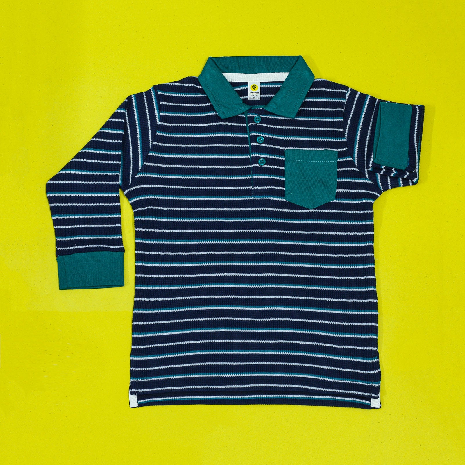 Navy Waffle-Knit Rugby