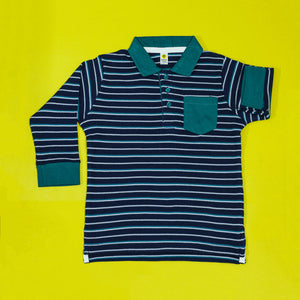 Navy Waffle-Knit Rugby