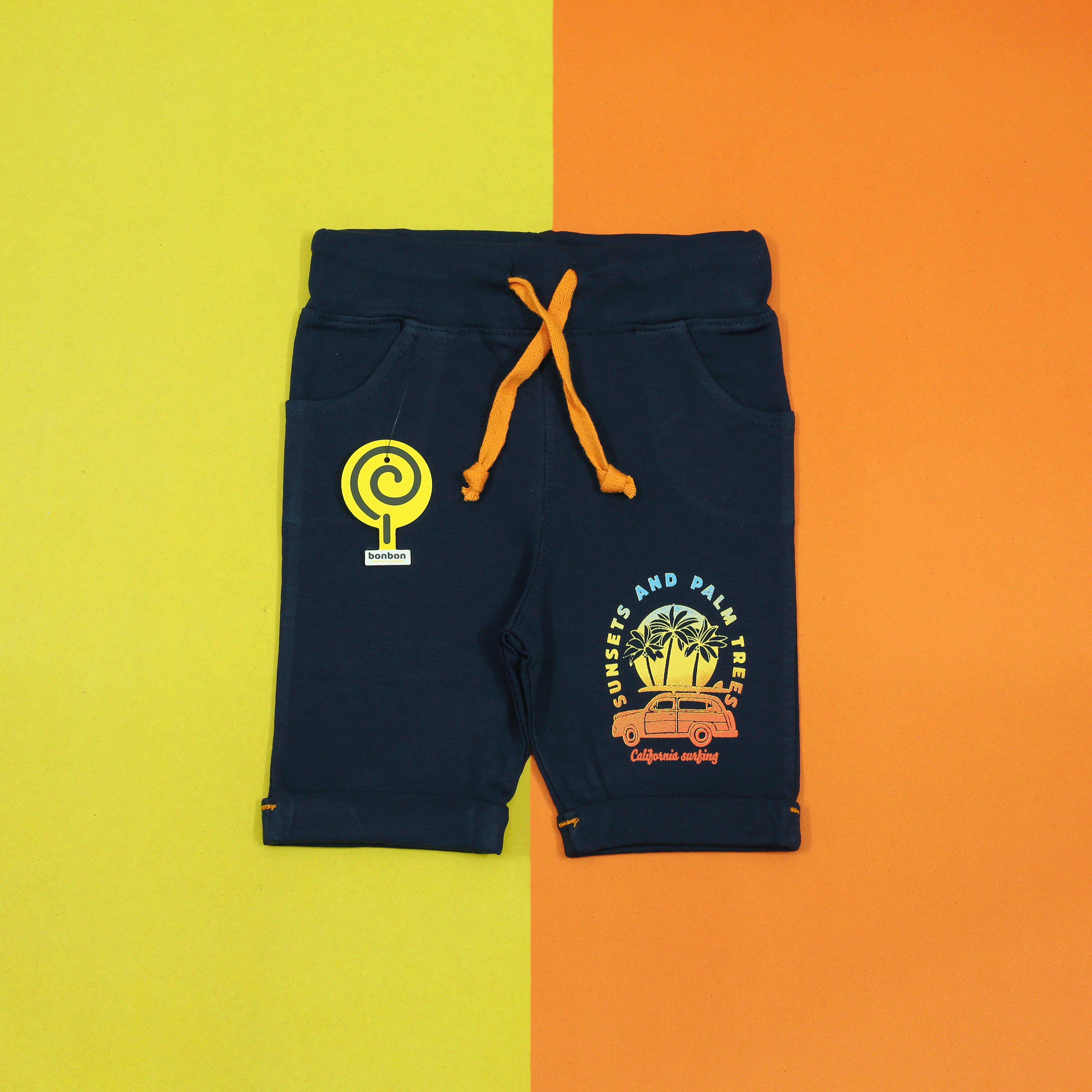 Sunsets And Palm Tress Navy Shorts