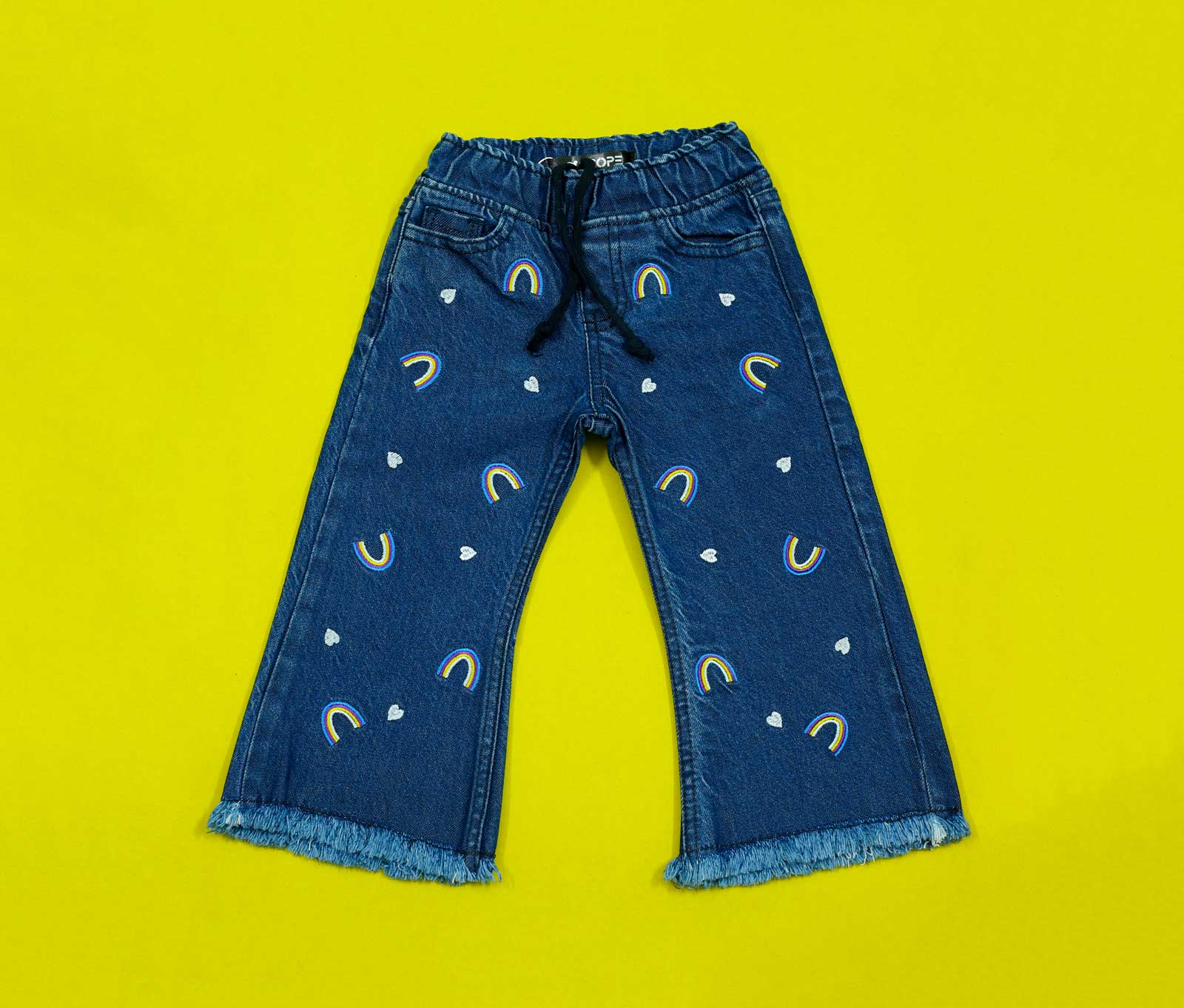 Dark Blue Bell Bottom Rainbows Pants