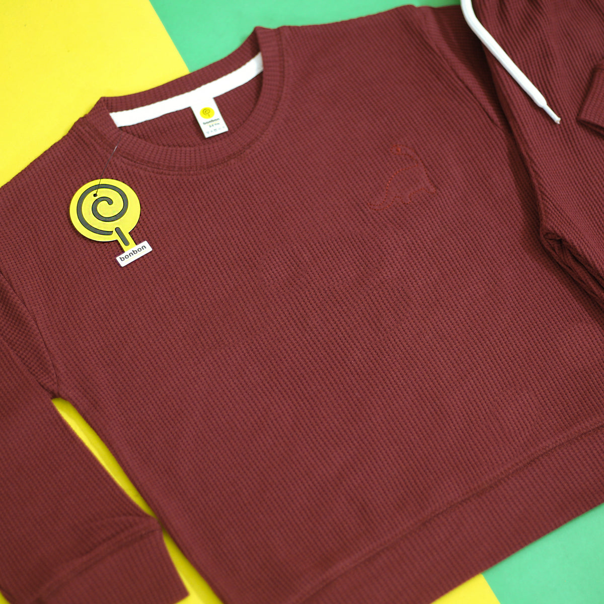 Little dino maroon waffle pjs – photo 2