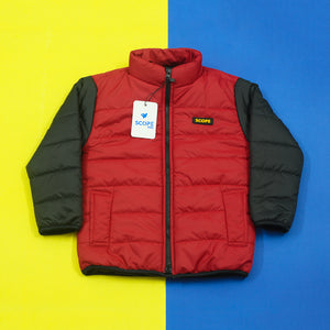 Red & Black Full Sleeves Puffer Jacket