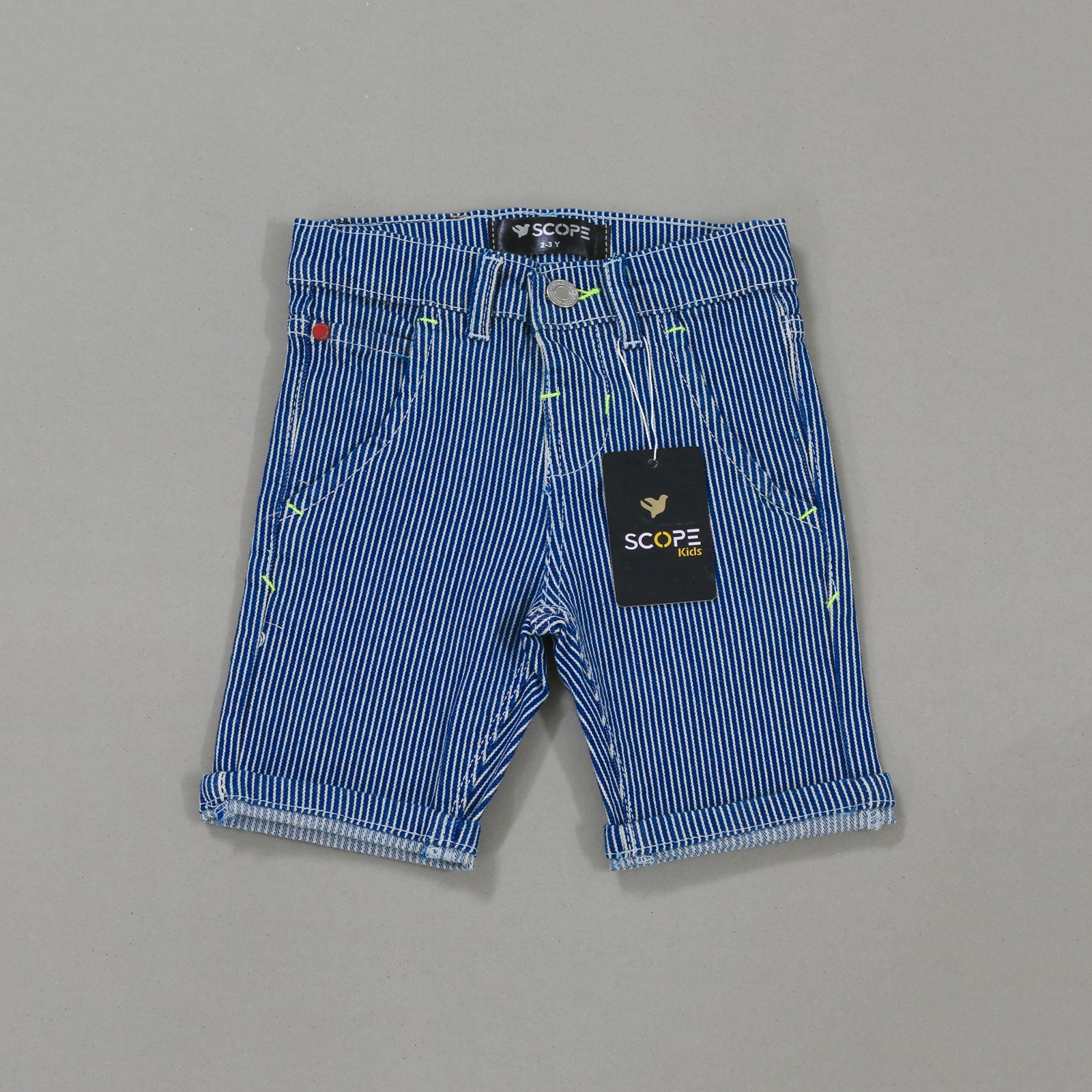 Navy Striped 3 Quarter Shorts