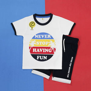 Never Stop Having Fun White&Navy Twinset