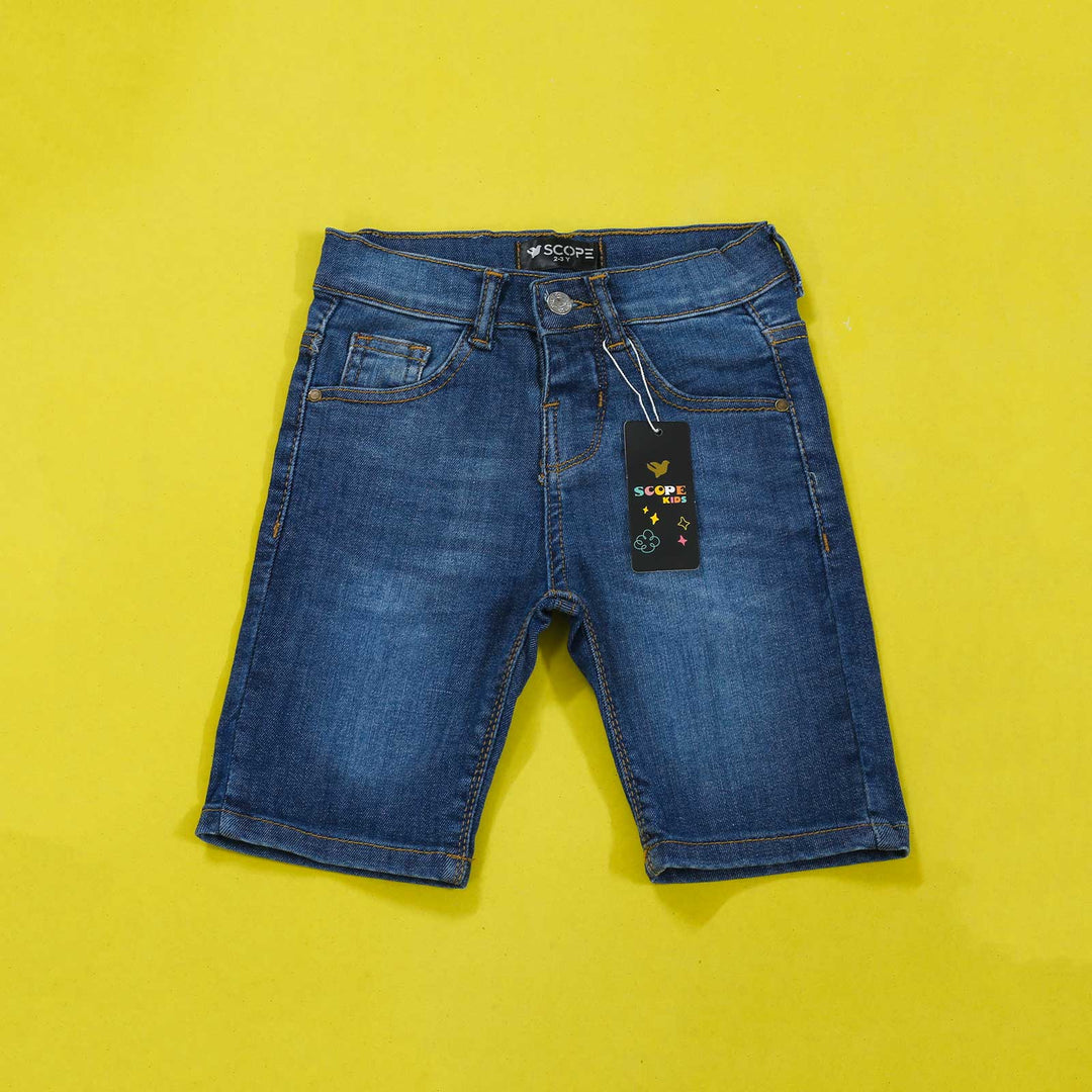 Navy Blue 3 Quarter Denim Shorts