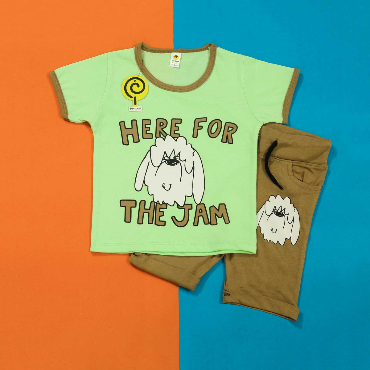 Here for the jam light green & brown twinset