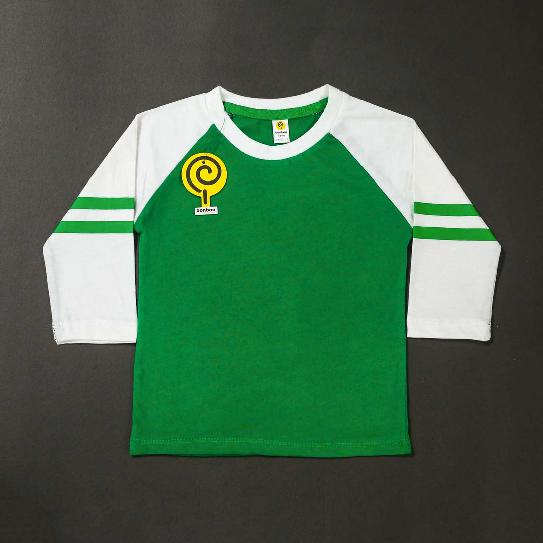 Green&White Baseball Full-Sleeves Raglan Tee
