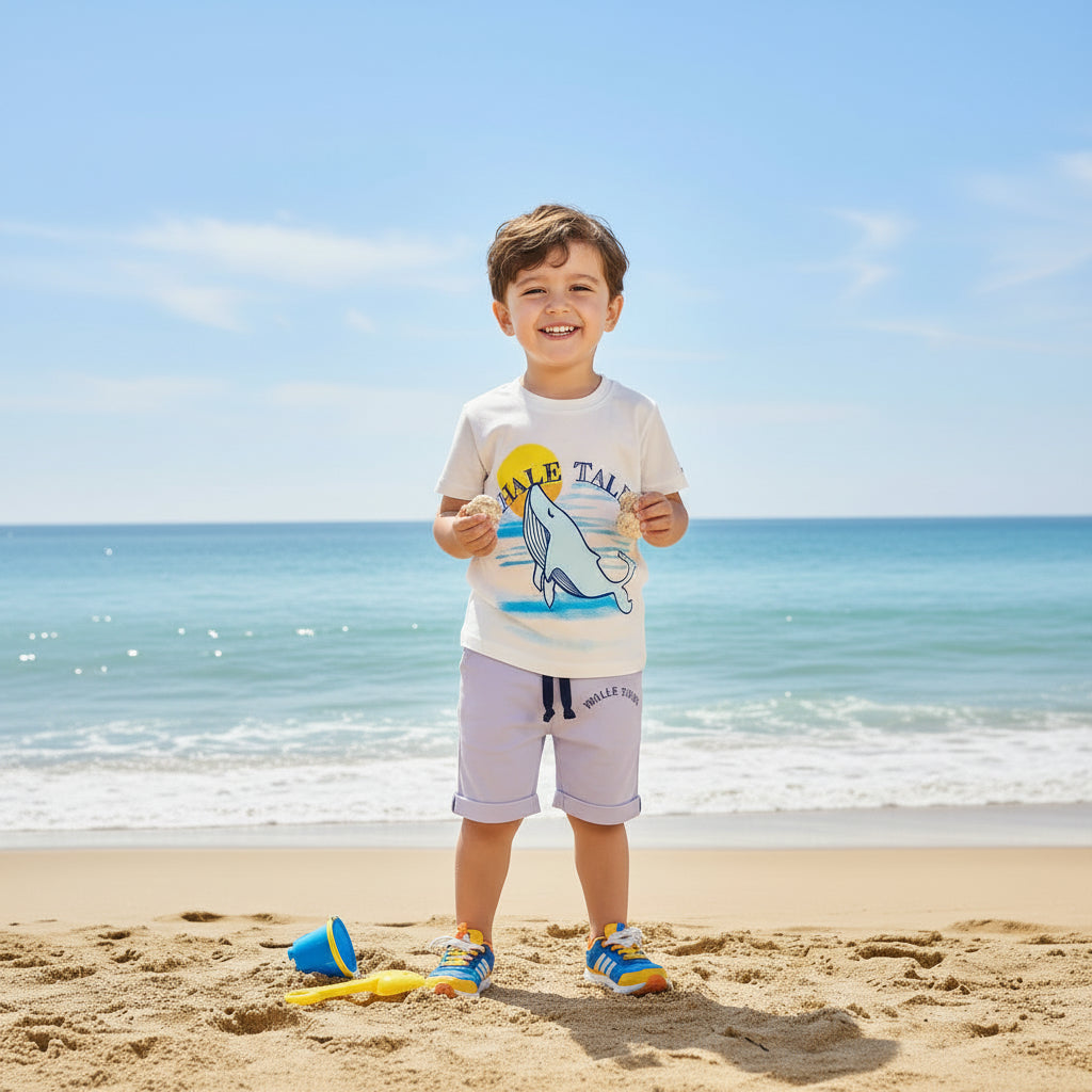 Whale Tales White & Light Lavender Twinset