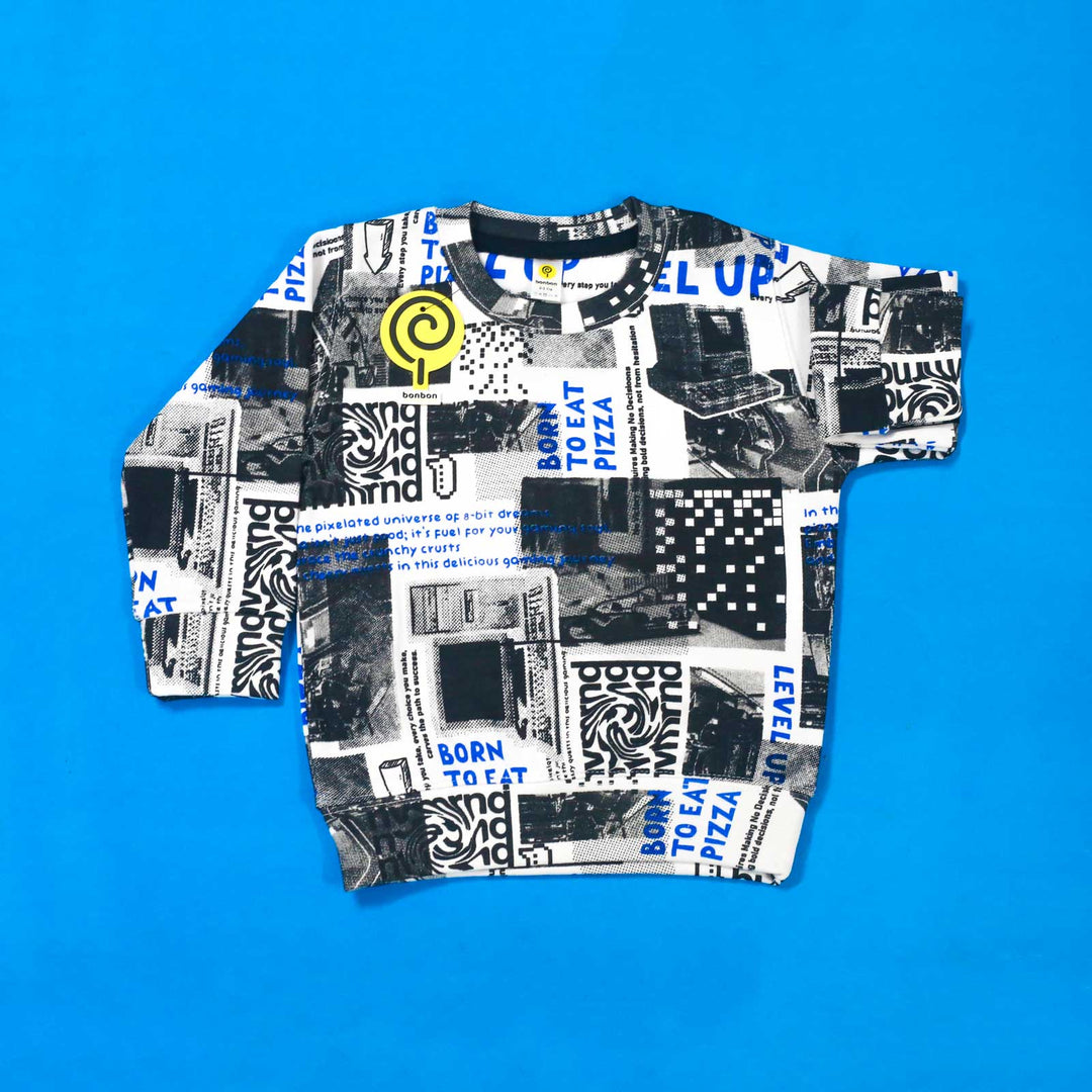 White All-Over Printed Sweatshirt