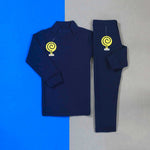 Load image into Gallery viewer, Coast kids thermal set — high-neck rib top with matching tights, laid flat
