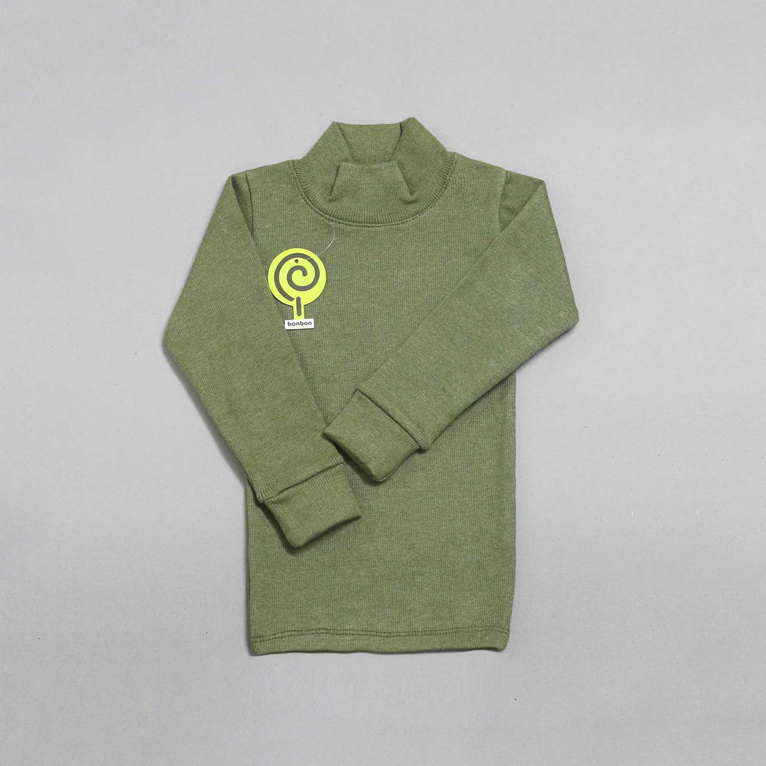 F17 Moss Green Melange High Neck