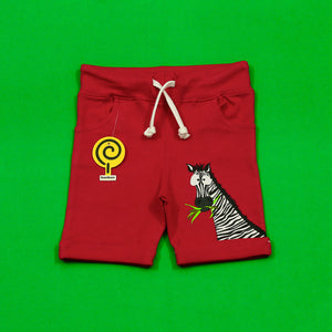 Cautious Zebra Red Twinset Shorts