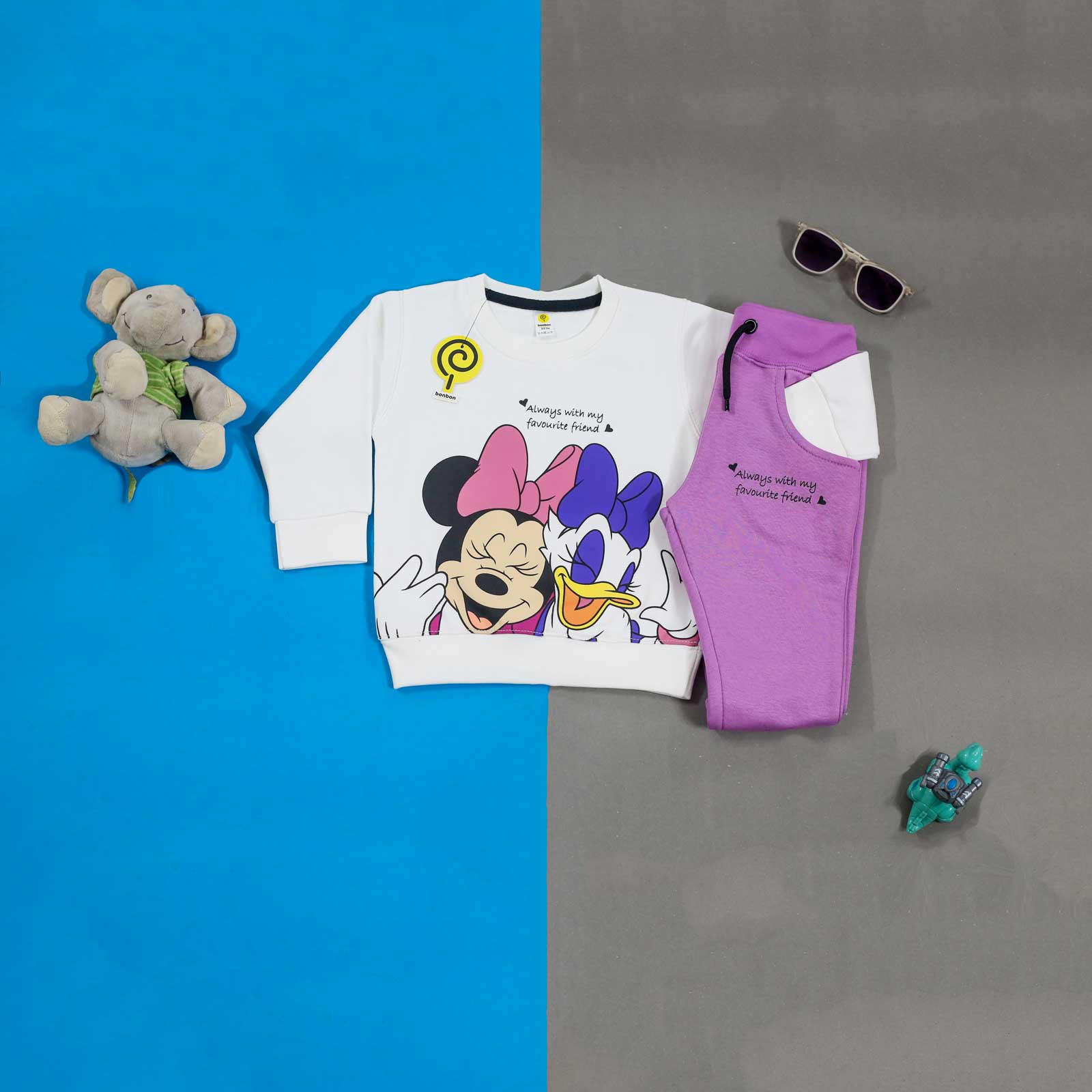 Minnie & Daisy Duck White & Lilac Tracksuit