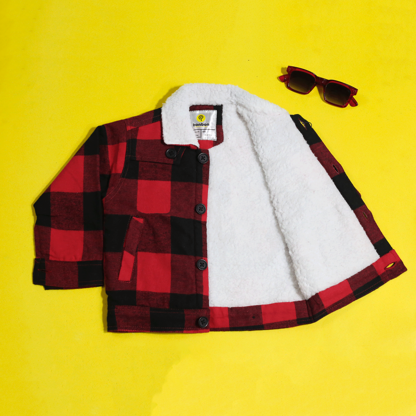 Red&Black Checkered Jacket With Fur V2