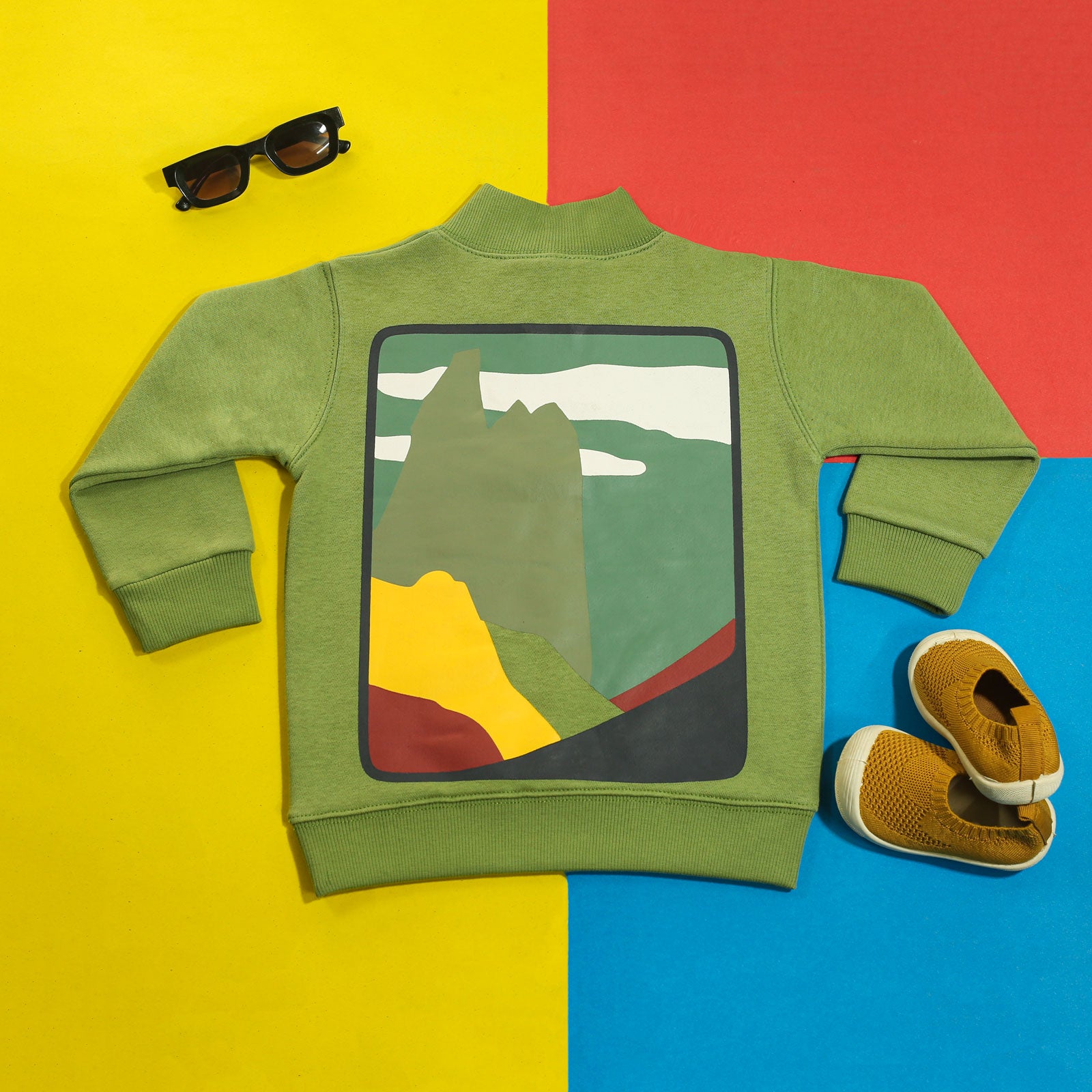 Adventure Moss Green Zipper Mock-Neck