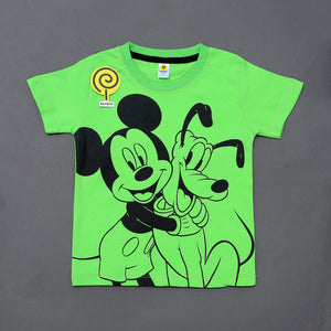 Mickey & Pluto Lime Tee