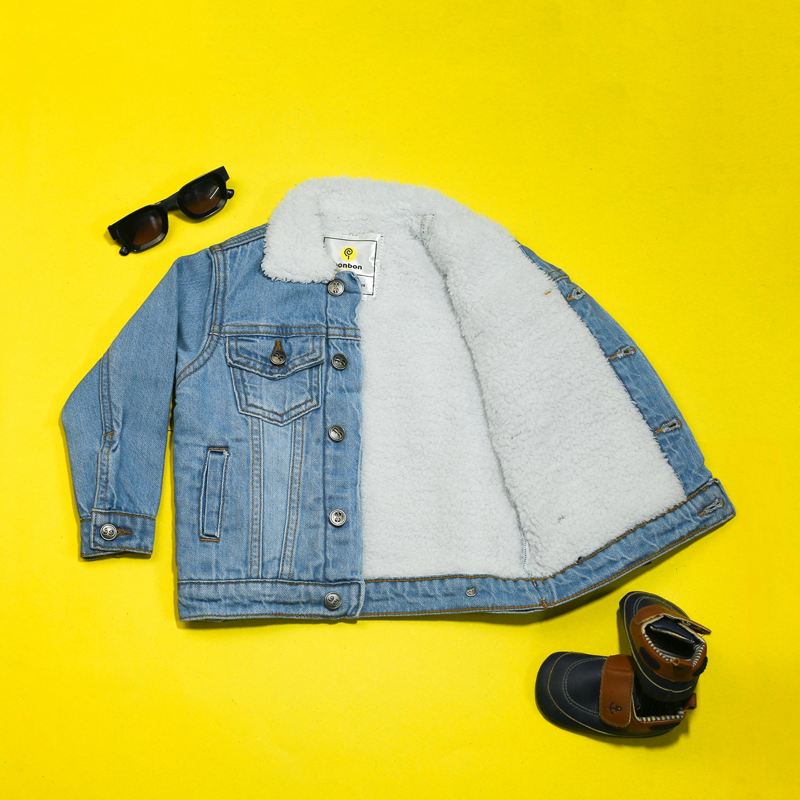Light Blue Denim Jacket With Fur