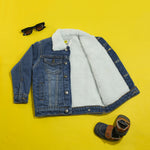 Load image into Gallery viewer, Blue Denim Jacket With Fur

