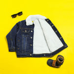 Load image into Gallery viewer, Dark Blue Denim Jacket With Fur
