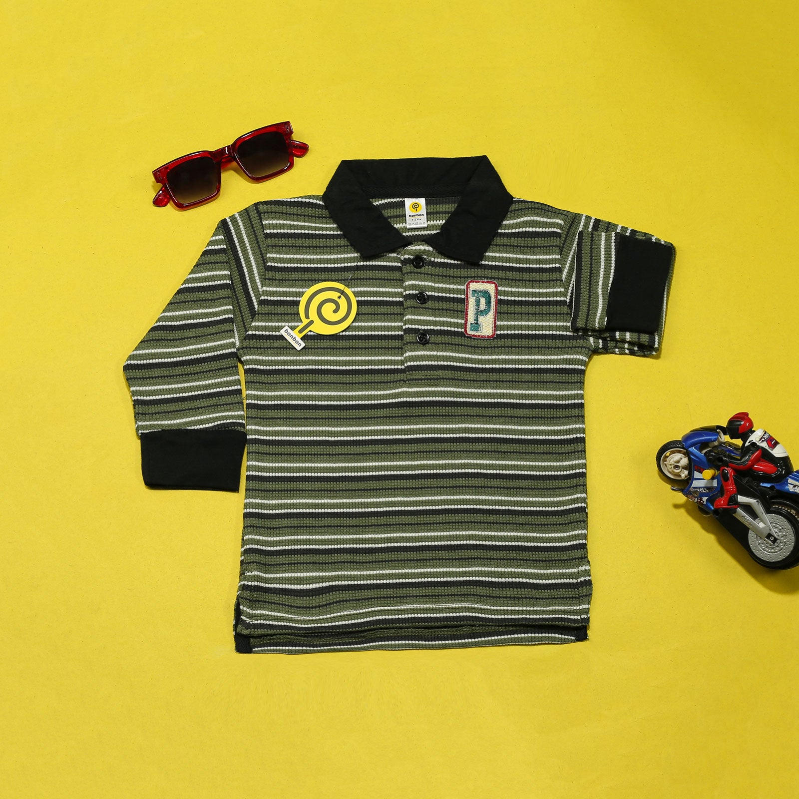 Sup Green Waffle-Knit Rugby