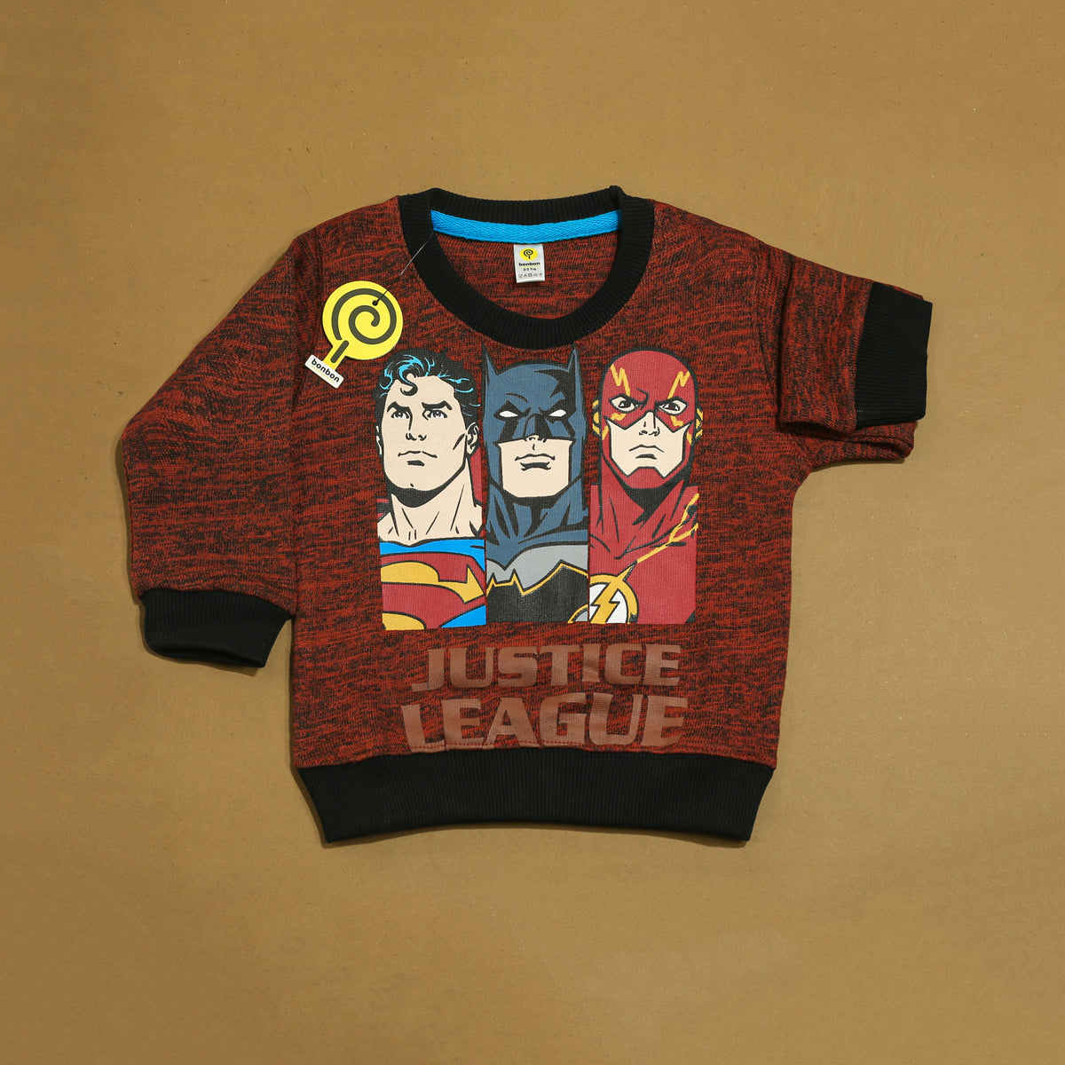 Justice league orange mottled sweatshirt